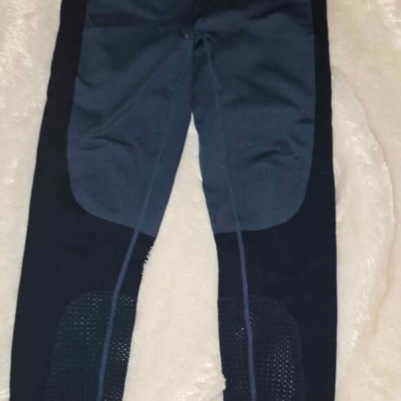 High-Waisted Blue & Black Athletic Leggings - Picture 2 of 2